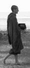 The monk Dhamma Sāmi collecting his food with his bowl.